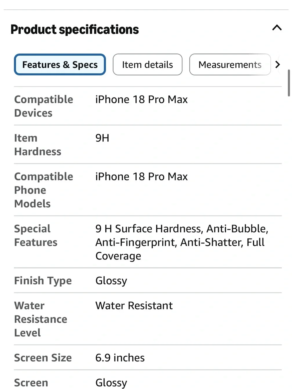 iPhone 18 pro max screen protector
